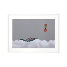 本艺术空间 陈万毅油画《少年壮志之逍遥游》授权版画 高清艺术喷绘 现代简约可爱熊猫装饰画书房卧室挂画 白色画框 50*40