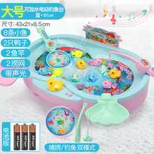 儿童磁性钓鱼宝宝玩具池套装小孩子1-3-6岁男孩2女孩电动早教 清新绿|电池版|加水道具声光旋转 8鱼2鸭子2鱼竿