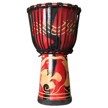 儿童手鼓非洲鼓整木掏空表演手鼓金贝鼓学生鼓丽江凤凰手鼓印尼山羊皮儿童节礼物 小8寸红雕海豚款（小童学习鼓）+赠品