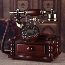 复古电话机高档实木电话仿古电话机复古欧式电话机时尚创意古董家用办公座机 豪华布绳版(红木色)实木单铃