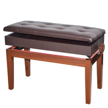 长尧 实木加厚钢琴凳单人古筝双人电钢琴练习琴凳可升降调节椅子带书箱 双人升降书箱款【咖啡色】