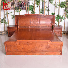 青龙韵阁 红木家具缅甸花梨（学名：大果紫檀）高低床中式实木仿古双人床卧室储物大床2米