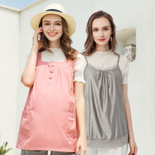 婧麒JOYNCLEON防辐射服孕妇装防辐射衣服上班四季银纤维吊带防辐射套装 粉红色马甲+全银纤维吊带 L