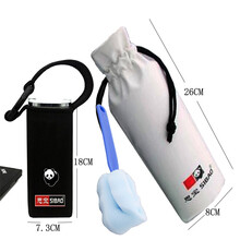 思宝杯套玻璃杯套保温杯套礼品套装PU防水皮质杯袋定制 海绵杯刷硅胶棕色杯套水杯套玻璃套旅行杯套 黑色(2号450ml-550ml)