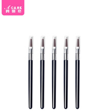 阿嚓热 迷你唇刷透明带盖马毛唇膜刷柔软口红刷一次性便携化妆刷 黑杆平头5支 人造纤维