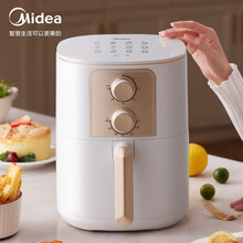 美的（Midea）空气炸锅 4.2L大容量家用智能煎炸锅 无油低脂多功能电炸锅 3.8L 时尚设计 米白