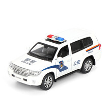 嘉业仿真车模型合金汽车警车赛车跑车声光回力车儿童生日生日礼物 兰德酷路泽警车-白色