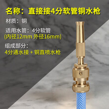 欧汉 多功能3分4分5分6清洗水管汽车铜高压洗车水枪家用洗车刷车器喷头 直接接四分软管铜直喷水枪
