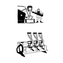 咖啡师纹身贴纸 咖啡器具贴纸 防水纹身贴 F