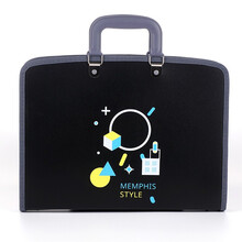 康百风琴包可爱学生用手提试卷夹13格拉链文件夹大容量收纳包a4多层文件袋资料袋分类整理包多功能办公 F6200【13格黑色】