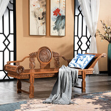 御皇城红木家具非洲鸡翅木（学名：非洲崖豆木）贵妃椅新古典中式实木仿古卧室单人床贵妃床沙发榻美人榻 2米贵妃床 左