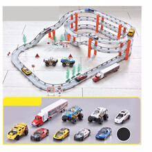 儿童玩具电动轨道车组装跑道赛车小火车男孩汽车3-6岁4-5 赛车（2辆电动车+7合金车）
