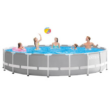 INTEX 新26732圆形管架水池组 游泳池家庭泳池戏水池可移动折叠别墅养鱼池549*122CM含过滤泵