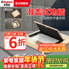 罗格朗平推式地插薄款隐藏式滑盖地插（不含底盒） 金色-滑盖式五孔地脚插