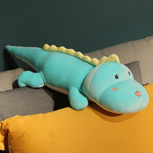 超软大号恐龙毛绒玩具抱枕靠垫午睡枕长条枕陪你睡觉床上懒人趴枕头玩偶公仔 软体蓝色 长约1米