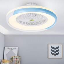 吸顶风扇灯现代简约超薄吊扇灯书房灯具北欧家用餐厅卧室吊灯 1250B蓝色+变光遥控