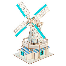 【迪尔乐斯】成人高难度3d木质立体拼图建筑DIY手工拼装模型木头房子拼插积木中国著名古建动手动脑 荷兰风车