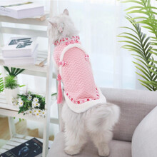 猫咪衣服猫汉服宠物小猫服装小型幼猫奶猫可爱秋冬保暖美短的服饰 汉服民族风猫棉衣粉 L-胸围47cm