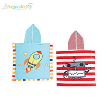 加拿大Flapjacks双面浴巾儿童沙滩防晒斗篷 flapjackkids连帽浴袍披风 飞船机器人