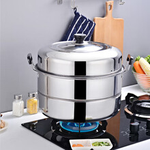 烝笼烝锅锑锅闷罐多层大号蒸锅 34363840cm大不锈钢蒸笼商用三双层家用蒸馍锅电磁炉通用 32cm特厚款两层