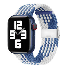猫牙 适用苹果apple watch表带尼龙编织卡扣iwatch6/5/4/3/2/se代s6彩虹手 【尼龙编织卡扣】Z纹蓝白 【44mm表带】iwatch4/5/6/SE代通用