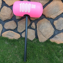 卡通大号充气锤子玩具儿童节日亲子互动千吨锤惩罚活动充气流星锤道具 大号粉色千吨总长70cm左右