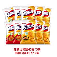 好丽友好友趣薯片韩国泡菜味土豆薯条膨化小零食办公室休闲零食 【混合10袋】韩国泡菜45g*5袋+加勒比烤翅45