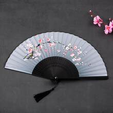 林木岛中国风扇子6寸洒金银女式古风日式日本和风夏季随身烫金折扇古典 银色【标配扇套流苏】