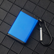 便携式烟灰缸随身移动带盖口袋迷你烟灰缸盒日本户外旅游刻字订制 方形大号蓝色