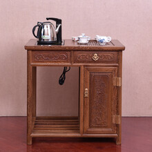 寻古 红木家具非洲鸡翅木（学名：非洲崖豆木）小茶水柜实木烧水泡茶桌小茶台中式茶几带电热炉边桌可放水桶 长68*宽50*高68cm