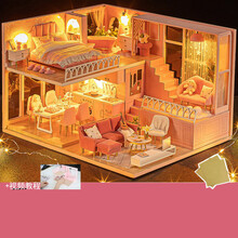 SOFTOYS  抖音同款diy小屋手工制作迷你阁楼房子别墅拼装模型女玩具生日礼物ins 暖暖小时光+灯+工具+胶水+防尘罩