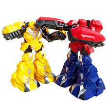 体感遥控对战机器人铁甲钢拳充电双人对打格斗亲子互动男女孩玩具 爆裂黄蜂+威甲擎天（2只装）