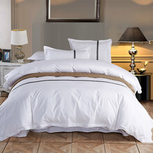 五星级酒店单件被套棉双人白色贡缎床品被套简约被罩宾馆 白织带 160x210cm