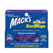 美国MACK'S专业游泳耳塞洗澡防水降噪潜水水上运动男女可用 紫色2对装