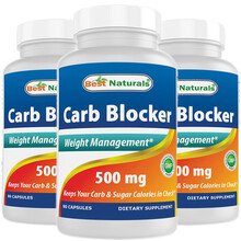 Best Naturals长形白芸豆淀粉酶碳水化合物阻断剂控制碳水糖分吸收脂肪燃烧瘦身减肥片美国进口 3瓶特惠装*效阻断淀粉糖分和碳水化合物的吸收