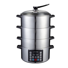 山姆斯电蒸锅家用多功能电火锅32cm大容量电热锅不锈钢304食品级加高蒸笼智能预约定时保温煮粥蒸鸡 32FD底锅+3层（1高+2低）