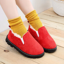 童鞋 秋冬新款儿童鞋男童毛绒套脚棉鞋女童加绒豆豆鞋公主宝宝休闲鞋 红色【偏小1到3码不等，按照脚长+1厘米购买鞋内长 25码/鞋内长约15.5cm
