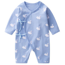 DUDU JIA婴儿衣服新生儿动物连体衣春装纯棉幼儿哈衣春秋宝宝和尚服春季 湖蓝色 吊牌59建议身高59cm以内