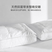 美宝萱家纺蚕丝枕头单人护颈椎助睡眠成人家用枕芯酒店美肤枕 白色中枕-单人护颈椎助睡眠成蚕丝枕头人