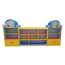 幼儿园书柜鞋柜置物架儿童玩具架收纳架木质储物置物柜宝宝书架儿童区展示架 小猫组合柜240*30*110CM