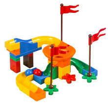 魔域文化600+大小颗粒积木桌子多功能儿童玩具桌亲子游戏2-3-6岁以上兼容乐高积木 【标准单滑道】40大颗粒滑道积木兼容桌子