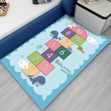 卡通儿童房间地毯客厅公主宝宝幼儿园爬行垫男女孩卧室床边毯Y11 卡通跳房子 80x120cm（床边毯~品障