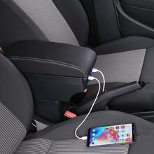 芳恒扶手箱专用斯柯达明锐扶手箱野帝扶手箱Yeti老明锐中央扶手箱原车储物改装配件肘托 豪华款-----双层伸缩7孔USB杯架 (黑色黑线)