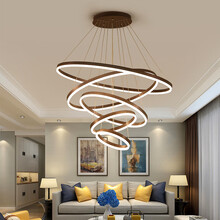 博界 客厅吊灯简约现代环形吊灯创意个性后现代北欧灯具圆形led卧室餐厅灯 五圈（100+80+60+40+30）cm 无极调光