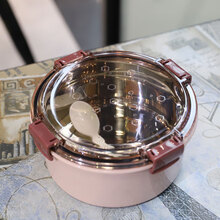 保温碗饭盒上班族带汤碗轻便不锈钢泡面碗饭盒便当盒 注水保温圆形饭盒单层栗色1.2L