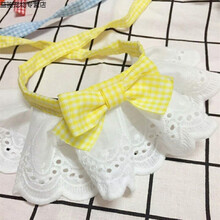 宠物围巾围嘴狗狗口水巾三角巾猫咪围脖饰品泰迪公主可爱蝴蝶结薄 黄色 XS-超小型