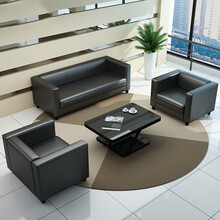 中尊 办公室会客接待沙发 头层牛皮休闲现代简约办公沙发茶几组合 西皮三人位