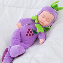 智能仿真娃娃玩具婴儿毛绒音乐娃娃会说话软胶安抚陪睡洋娃娃会唱歌睡眠娃娃女孩宝宝儿童玩具 葡萄款 35厘米【无声版】