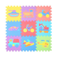 厂家直送 2件8折明德益智拼图地垫儿童泡沫拼接地垫防滑地垫宝宝卧室拼接爬行垫9片/包 交通拼图9片/包 30*30*1.0CM