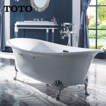 TOTO浴缸珠光独立式PPY1806 1606HPW成人泡澡1.8 1.6米古典贵妃猫脚独立浴缸 珠光独立浴缸【银色猫脚 有扶手】 1.6米